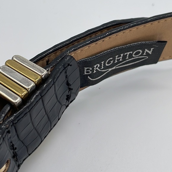 Brighton Leather Belt Sz M/L 32 brown Gold & Silver Buckle EUC - Picture 6 of 7